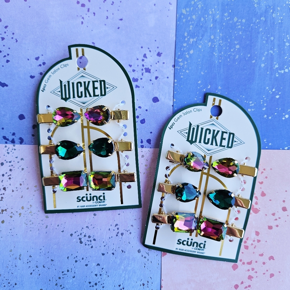 Universal Studios Scunci Wicked Gem Jeweled Hair Barrettes